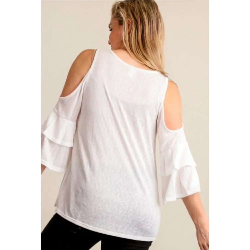 Ivory Cold Shoulder Top - Picture 3 of 5